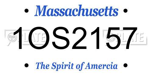 1OS2157 Massachusetts License Plate