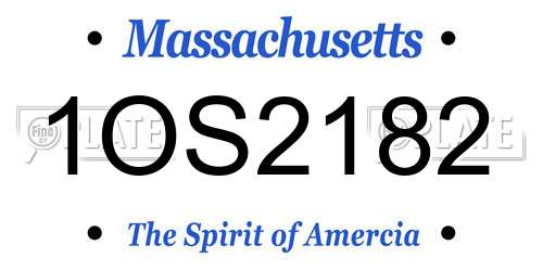 1OS2182 Massachusetts License Plate