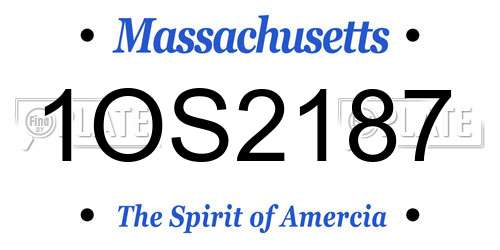 1OS2187 Massachusetts License Plate