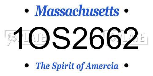 1OS2662 Massachusetts License Plate