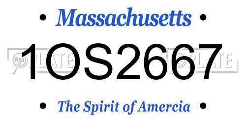 1OS2667 Massachusetts License Plate