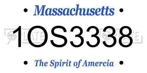 1OS3338 Massachusetts License Plate