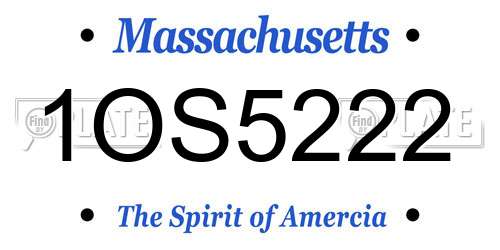1OS5222 Massachusetts License Plate
