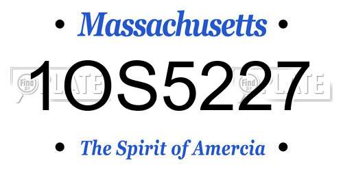 1OS5227 Massachusetts License Plate