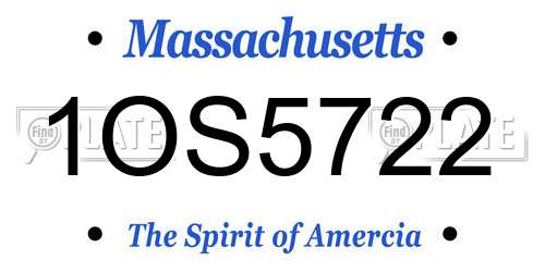 1OS5722 Massachusetts License Plate