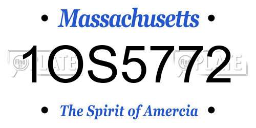 1OS5772 Massachusetts License Plate
