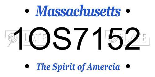 1OS7152 Massachusetts License Plate