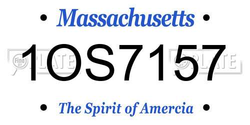 1OS7157 Massachusetts License Plate