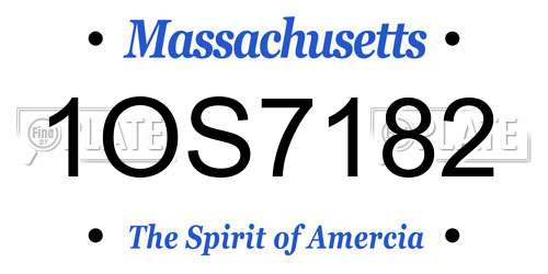 1OS7182 Massachusetts License Plate