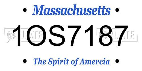 1OS7187 Massachusetts License Plate