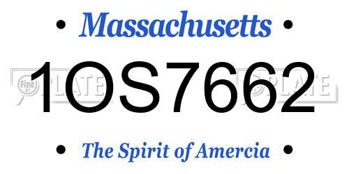 1OS7662 Massachusetts License Plate