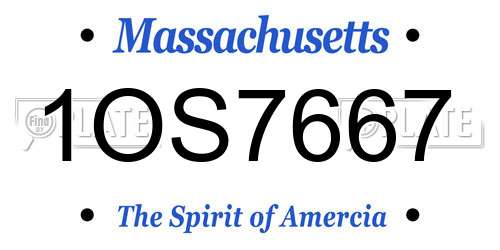 1OS7667 Massachusetts License Plate