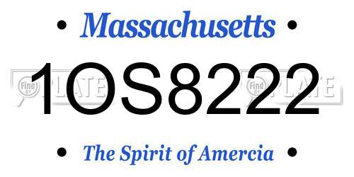 1OS8222 Massachusetts License Plate