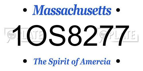 1OS8277 Massachusetts License Plate
