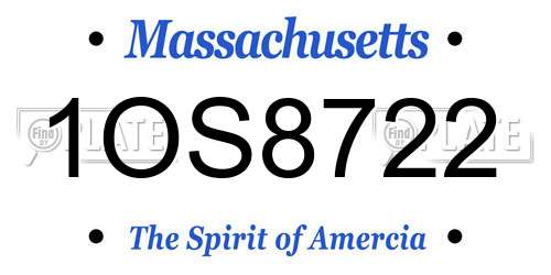 1OS8722 Massachusetts License Plate