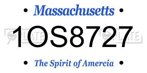 1OS8727 Massachusetts License Plate