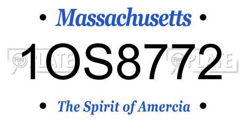 1OS8772 Massachusetts License Plate
