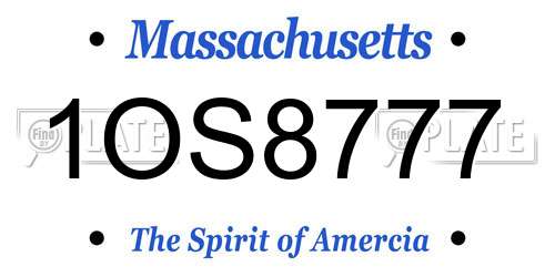 1OS8777 Massachusetts License Plate