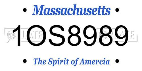 1OS8989 Massachusetts License Plate