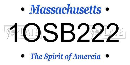 1OSB222 Massachusetts License Plate