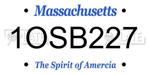 1OSB227 Massachusetts License Plate