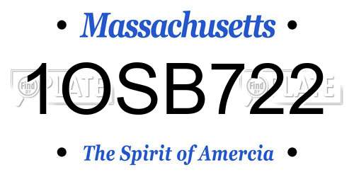 1OSB722 Massachusetts License Plate