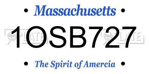 1OSB727 Massachusetts License Plate