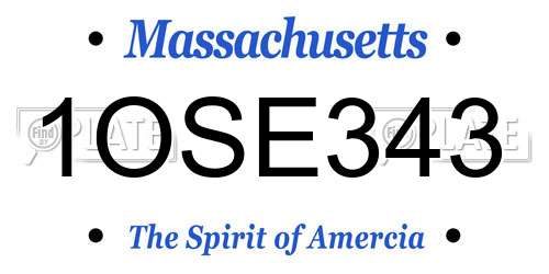 1OSE343 Massachusetts License Plate
