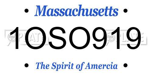 1OSO919 Massachusetts License Plate