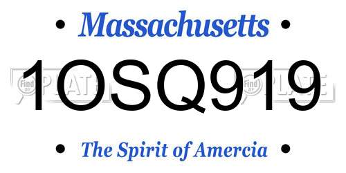 1OSQ919 Massachusetts License Plate