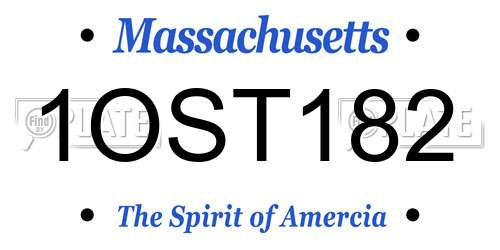 1OST182 Massachusetts License Plate