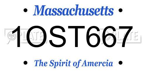 1OST667 Massachusetts License Plate