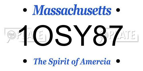 1OSY87 Massachusetts License Plate