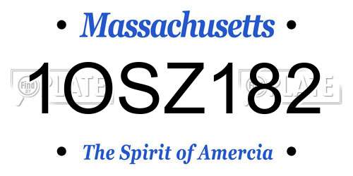 1OSZ182 Massachusetts License Plate
