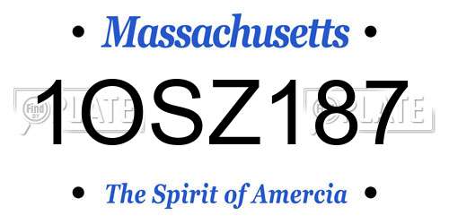 1OSZ187 Massachusetts License Plate