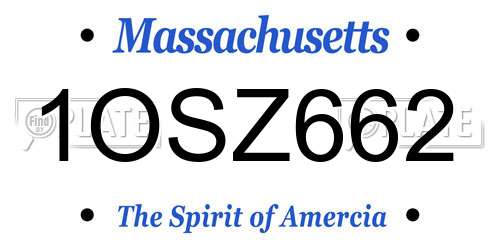 1OSZ662 Massachusetts License Plate