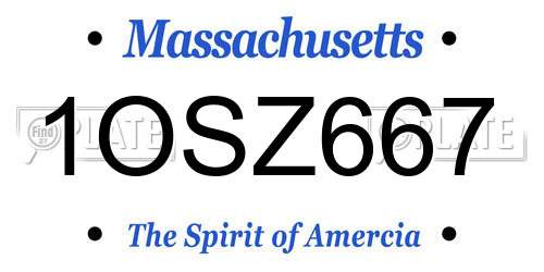 1OSZ667 Massachusetts License Plate