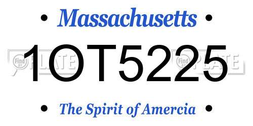 1OT5225 Massachusetts License Plate