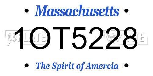 1OT5228 Massachusetts License Plate