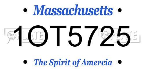 1OT5725 Massachusetts License Plate
