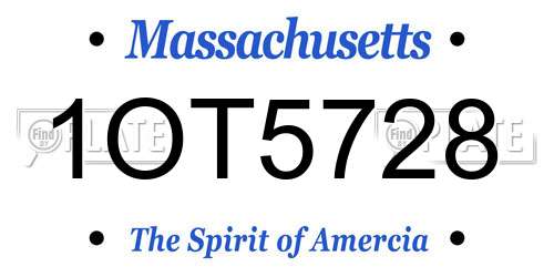 1OT5728 Massachusetts License Plate
