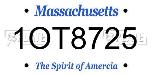 1OT8725 Massachusetts License Plate