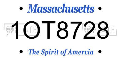 1OT8728 Massachusetts License Plate