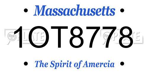 1OT8778 Massachusetts License Plate