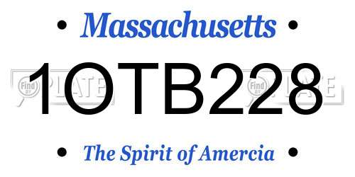 1OTB228 Massachusetts License Plate