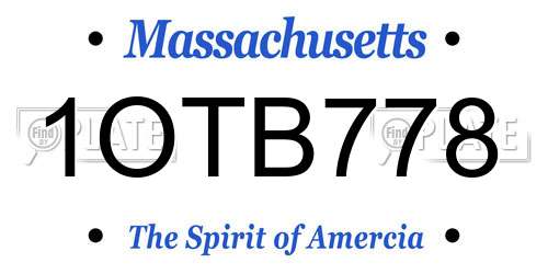 1OTB778 Massachusetts License Plate