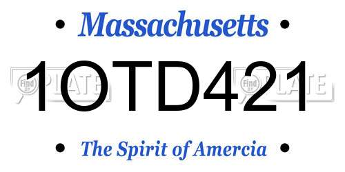 1OTD421 Massachusetts License Plate