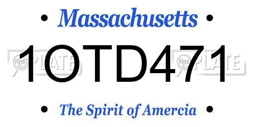 1OTD471 Massachusetts License Plate