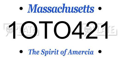 1OTO421 Massachusetts License Plate