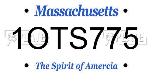 1OTS775 Massachusetts License Plate